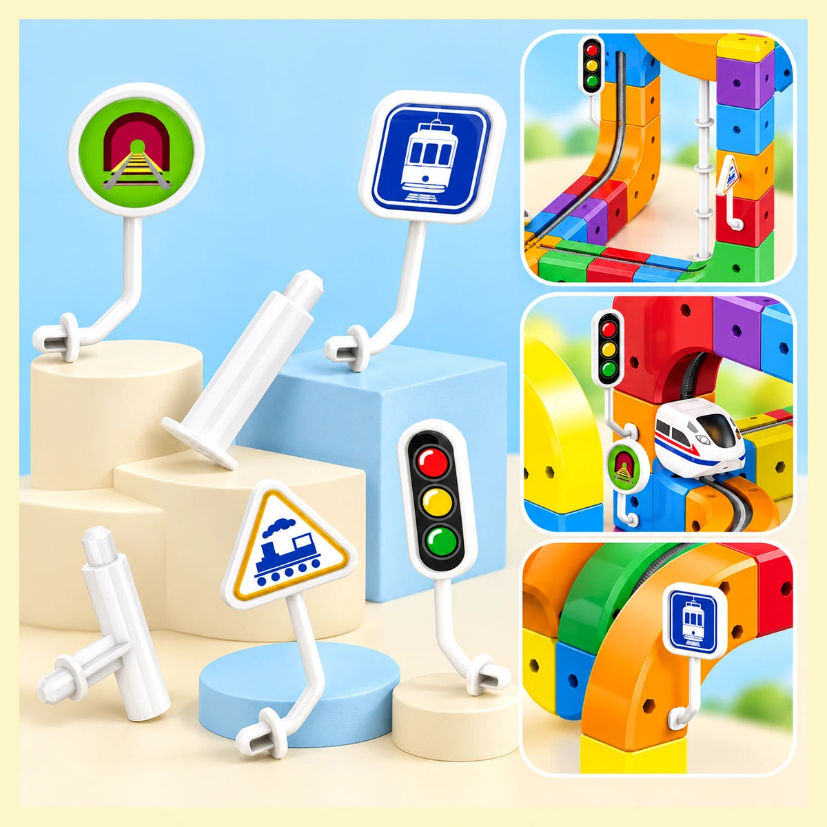 Train track signs and accessories