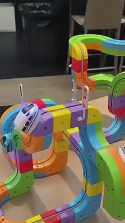 DIY Assembly Magic Track Train Building Block Multiple Shapes Kids STEM Educational Electronic Train Construction Tracks Toys